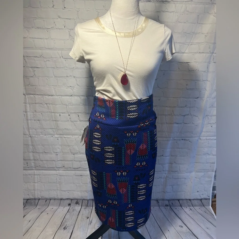 Lularoe Cassie Feather Aztec Tribal Print Pencil Skirt Women’s Size S